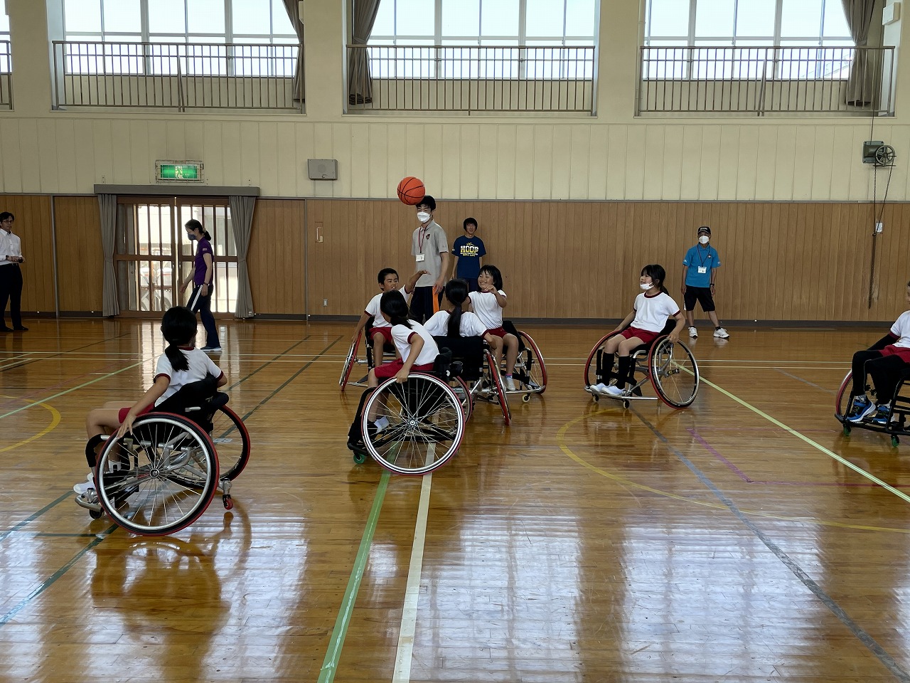 松阪市立鵲小学校 4年生　パラスポーツ体験（ゴールボール、車いすバスケットボール）　7/4（火）-8