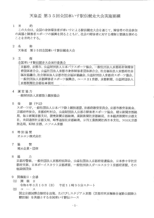 天皇盃　第35回全国車いす駅伝競走大会